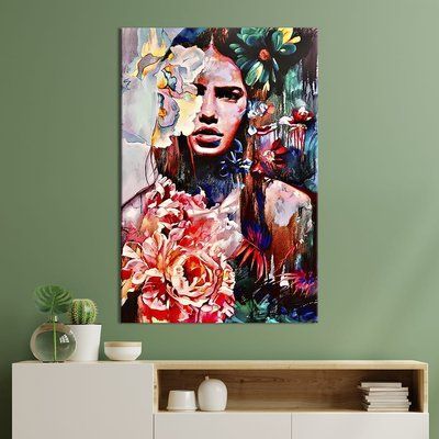 Картина абстрактна красива дівчина з квітами 51x34 см (2art_146) 2art_146_M фото