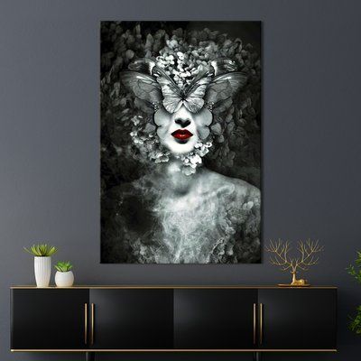 Картина в офис Мрачная абстракция женщина и бабочки 51x34 см (2art_298) 2art_298_M фото