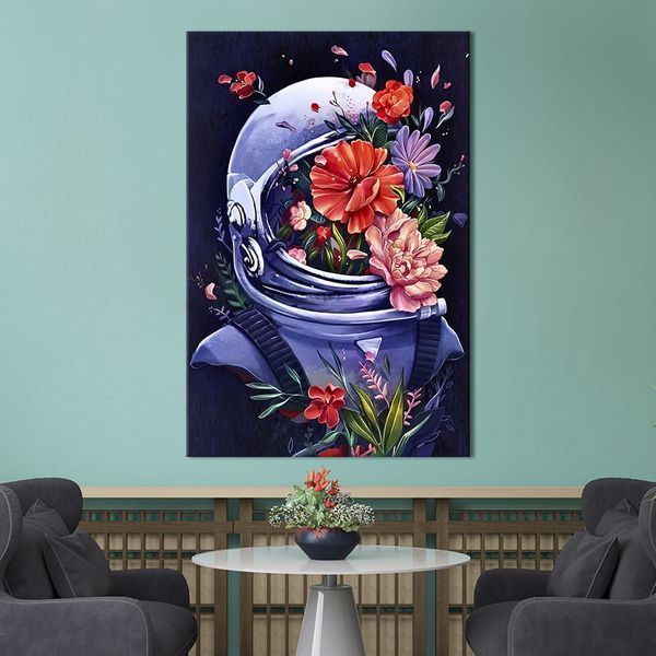 Картина в офис Поп-арт костюм астронавта с яркими цветами 51x34 см (2art_65) 2art_65_M фото