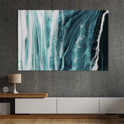 Картина абстракція Брудно-блакитний з білим розмиттям 51x34 см (1095-1) 1095-1_M фото