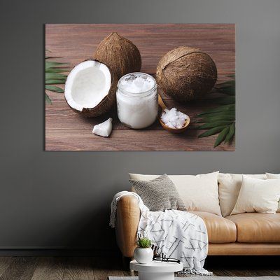 Картина еда картина для кухни кафе бара Цельный и расколотый кокос 51x34 см (1553-1) 1553-1_М фото
