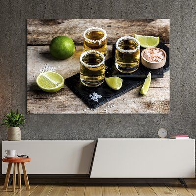 Картина для кухни кафе бара Три шота с золотой текилой 51x34 см (1604-1) 1604-1_М фото