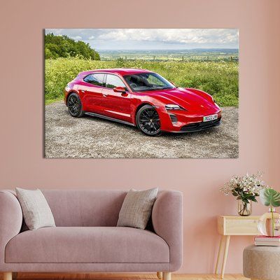Картина машина Червоний Porsche Taycan 51x34 см (1386-1) 1386-1_M фото