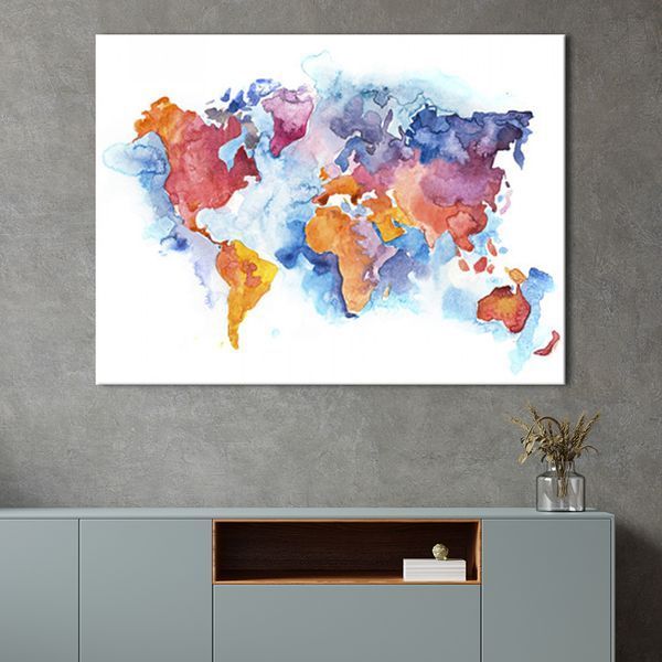 Картина Карти - Карта світу різнокольорова 50x38 см (P0519) (P0519_M) фото
