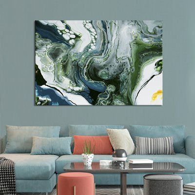 Картина абстракція Плавна зелена текстура 51x34 см (1072-1) 1072-1_M фото