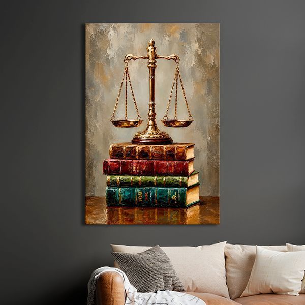 Картина Золотые весы на стопке книг 51x34 см (MAI633_M) (MAI633_M) фото