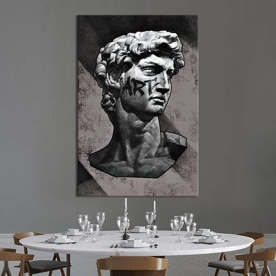Картина в офис Поп-арт бюст Давида на сером фоне 51x34 см (2art_129) 2art_129_M фото