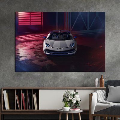 Картина машина Lamborghini Aventador SVJ в сірому кольорі 51x34 см (1340-1) 1340-1_M фото