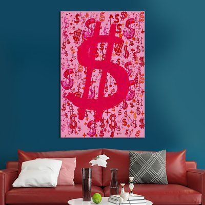 Картина в офис Знаки доллара в розовом цвете 51x34 см (2art_302) 2art_302_M фото