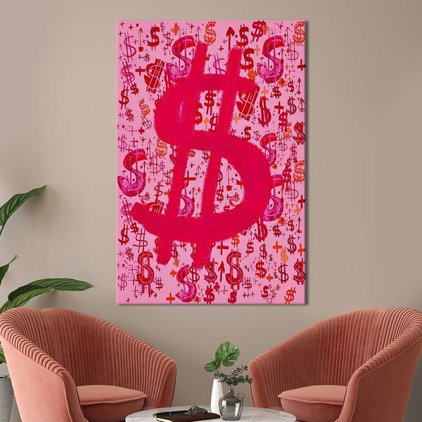 Картина в офис Знаки доллара в розовом цвете 51x34 см (2art_302) 2art_302_M фото