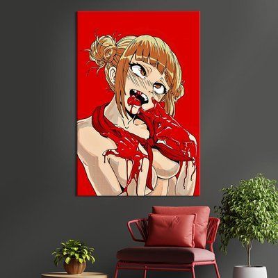 Картина в офис Кровавая аниме-девушка на красном фоне 51x34 см (2an_125) 2an_125_M фото