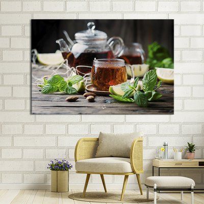 Картина для кухни кафе бара Свежезаваренный черный чай 51x34 см (1595-1) 1595-1_М фото