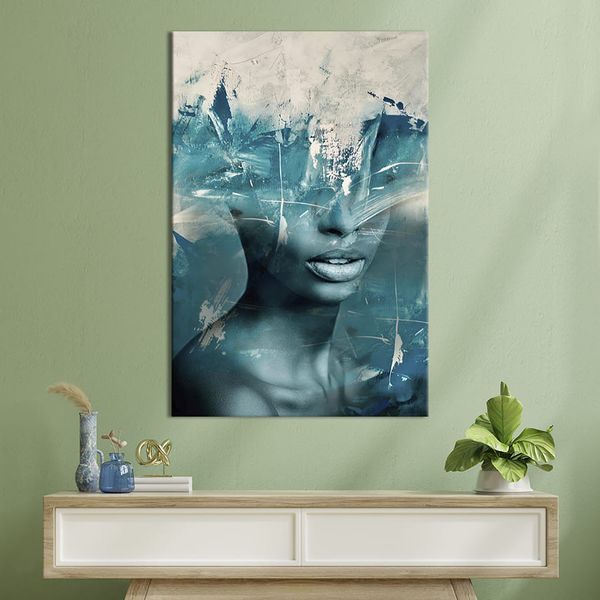 Картина в офис Необычная абстрактная девушка в лазурных тонах 51x34 см (2art_56) 2art_56_M фото