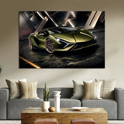 Картина машина Оливковий колір авто Lamborghini 51x34 см (1338-1) 1338-1_M фото