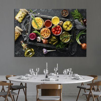 Картина еда картина для кухни кафе бара Консервированные овощи в банках 51x34 см (1612-1) 1612-1_М фото