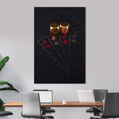 Картина в офис Каре тузов и золотые игральные кости 51x34 см (2art_125) 2art_125_M фото