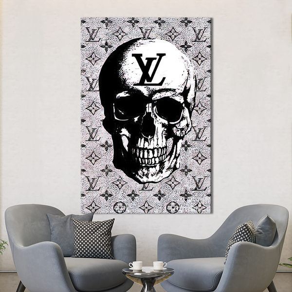 Картина в офис Поп-арт череп с знаком бренда Louis Vuitton 51x34 см (2art_88) 2art_88_M фото