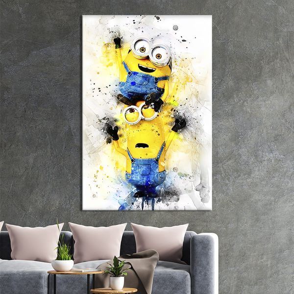 Картина в офіс Пара веселих Міньйонів з мультфільму 51x34 см (2art_59) 2art_59_M фото