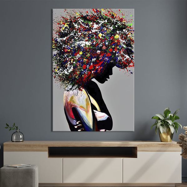 Картина в офис Африканская девушка с яркой причёской на сером фоне 51x34 см (2art_9) 2art_9_M фото