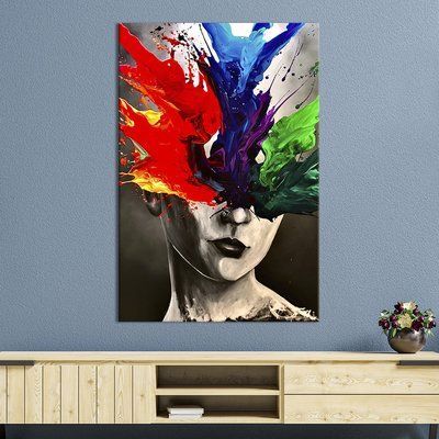 Картина в офис Абстракция девушка и взрыв ярких красок 51x34 см (2art_45) 2art_45_M фото