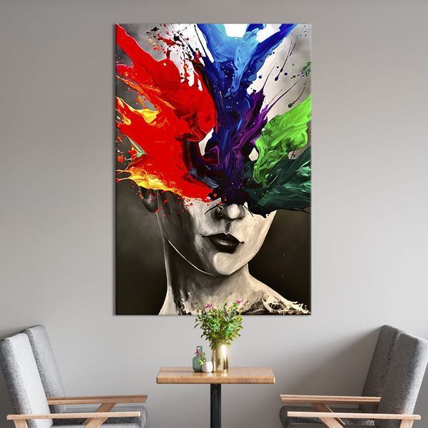 Картина в офис Абстракция девушка и взрыв ярких красок 51x34 см (2art_45) 2art_45_M фото