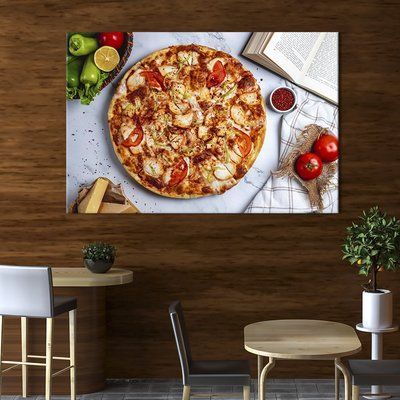 Картина еда картина для кухни кафе бара Пицца с помидорами и кабачком 51x34 см (1637-1) 1637-1_М фото