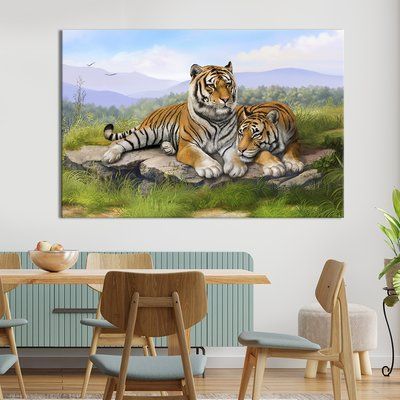 Картина тварини Два тигри на камені 51x34 см (1704-1) 1704-1_M фото