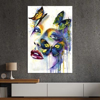 Картина в офіс Метелики на обличчі красивої дівчини 51x34 см (2art_115) 2art_115_M фото